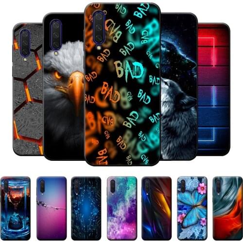 Case For Xiaomi Mi 9 Lite Case on Mi 9 Lite Black TPU Silicone Soft Phone Cover For Xiaomi Mi 9 Lite Proctective Case Wolf