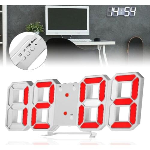 3D Effect Digital Wall Clock 12/24 Hours Display LED Timer Clock Large Fashion Wall Hanging Clock For Home Office Wall Decor