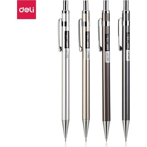 Deli Metal mechanical pencil 0.5/0.7mm student activity pencil with rubber pen core painting writing pencil stationery
