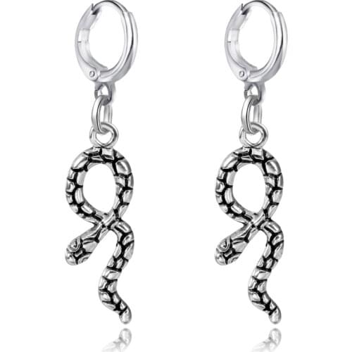 GEOMEE 1 Pair Personality Indian Jewelry Ethnic Snake Hoop Earrings Brincos Para As Mulheres Vintage Antique Metal Earring