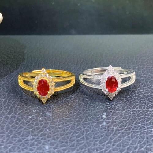 Hot sale style natural pigeon blood ruby ring 925 silver womens ring simple and elegant