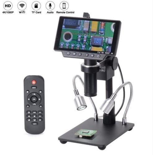 HY-1070 16MP 4K HDMI Stereo Digital Industry Microscope 5" LCD Screen Camera 150X C-mount 1080P USB WIFI Microscope