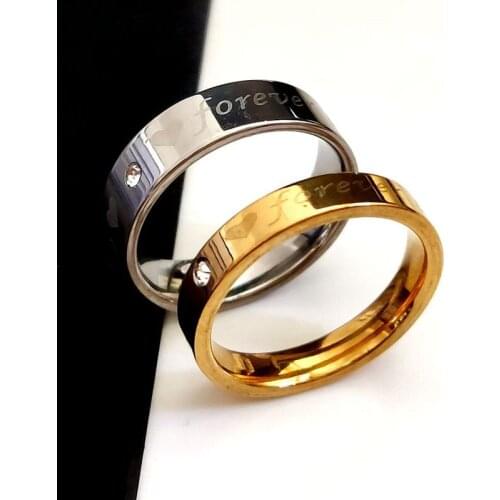 12Sets (24pcs) 4mm 6mm Forever Love Couple Rings Stainless Steel Mens Wedding Bands with CZ Womens Lovers Ring Sets