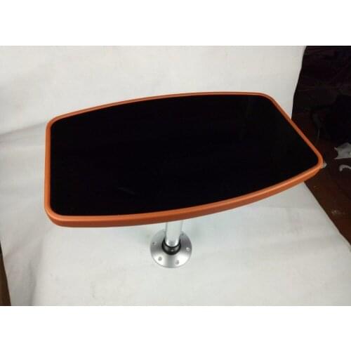 Caravan Motorhome Marine Boat Brown Leather Table With Black Acrylic Insert 650*400mm 25.6*15.7 Inch