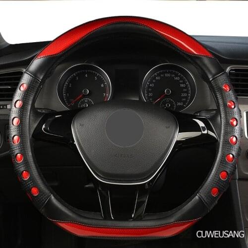 CUWEUSANG Carbon Fiber Leather Car Steering Wheel Cover For MG ZS EV HS Extenger V80 3 5 6 7