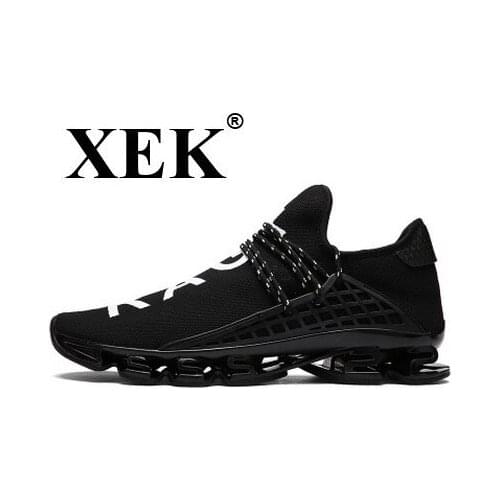 XEK Sport Running Shoes 2018 Lace-up Exercise Couple Sneakers Breathable Mesh Letter Shoes Size 38-44 Sneakers for Men GSS01