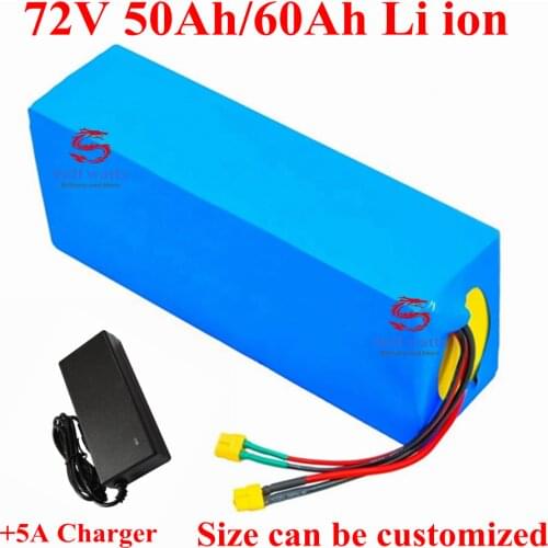 72V 50Ah 60Ah Lithium battery pack for electric bike bicycle motorcycle electric tricycles golf trolley+5A charger