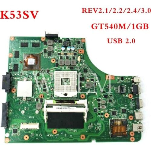 K53SV GT540M 1GB USB2.0 motherboard For ASUS K53S X53S A53S K53SV K53SJ P53S HM65 Laptop Mainboard 100% Tested free shipping