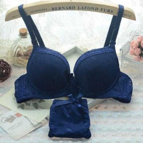 2020 burst models Japanese girls small chest gather bra lace cute student underwear bra set 225
