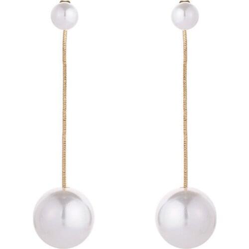 Occident Fashion Casual Baroque Style Long Fringe Pearl Pendant Girls Earrings Ear Clips Women Girls Jewelry Wedding Earring