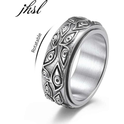 Men Rings Neo Gothic Novelty Eyes Stainless Steel Black Silver Gold Color Fashion Jewelry wholesale US size 7 8 9 10 11 12 13