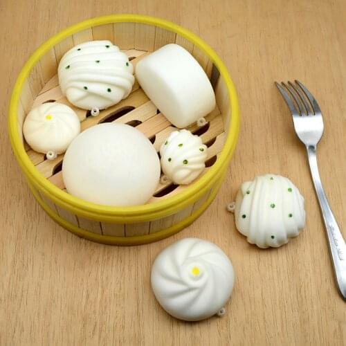 Steamed Stuffed Bun Flower Slow Rebound Simulation Food Key Mobile Phone Toy Pendant for Children Adults Stress Relief
