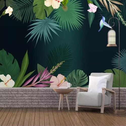 Custom 3D Mural Wallpaper European Style Tropical Rainforest Plant Leaf Photo Background Wall Murals Non-woven Wallpaper Modern