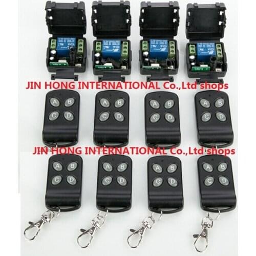 2016 New 12V 1ch wireless remote control switch system 8pcs transmitter & 4pcs receiver relay smart house Free shipping