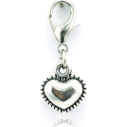 JINGLANG Wholesale Fashion Accessories Charms Lobster Clasp Two-sides Alloy Heart DIY Pendant Jewelry Free Shipping