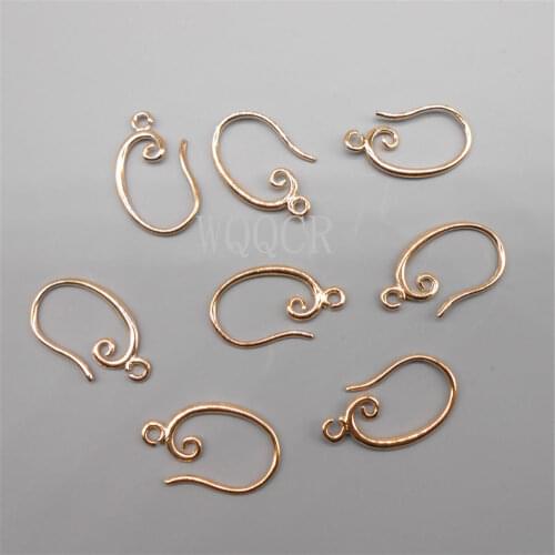 Wholesale 50PCS Fashion Jewelry Findings Genuine Rose Gold Earrings For Women Smooth Hook Ear For Design DIY