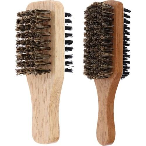 Perfeclan Set of 2 - Double Side Club Brushes Beard Hair Brush- Soft Natural Boar Bristle Soft Boar Bristles Brush