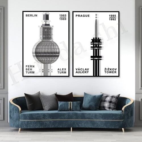 Berlin poster, Berliner Fernsehturm poster, Alex Turm, Berlin Turm poster, Prague Zizkov tower poster Alexanderplatz poster