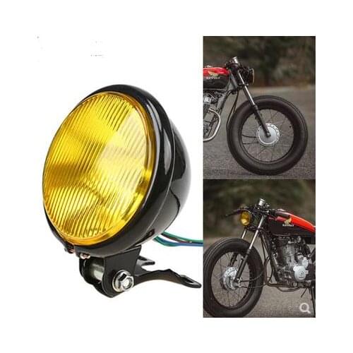 Retro Aluminum Motorcycle Headlight 12V Black High/Low Beam Bulb For CG125 GN125 Harley Suzuki Cafe Racer