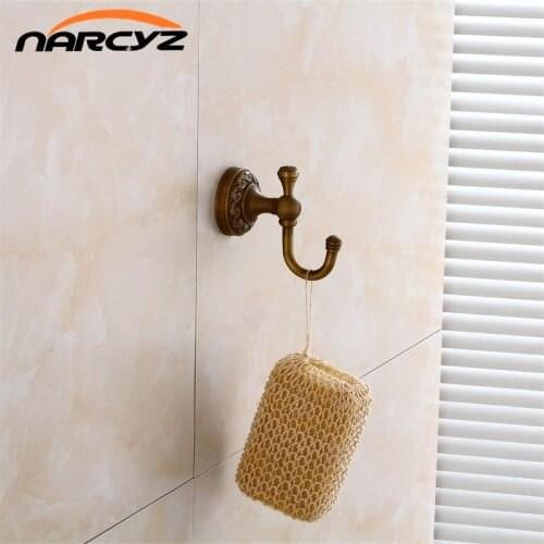 Row of Hook Antique Brass Towel Hooks Cloth Towel Bath Coat Hanger Door Wall Hook Retro Home Deco Bathroom Accessories 9194K