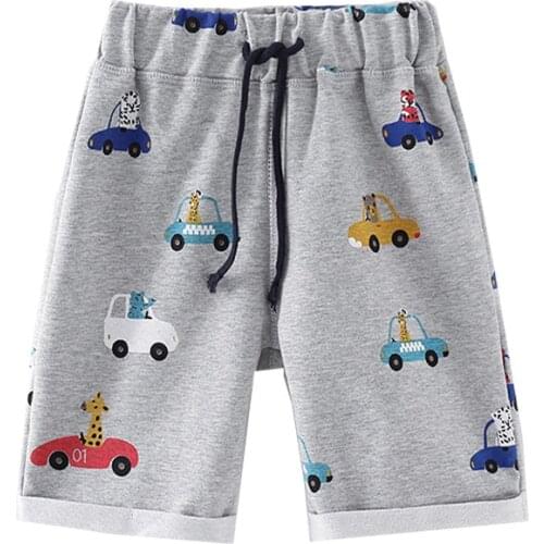 Jumping Meters New Arrivals Boys Shorts For Summer Fashion Drawstring Kids Cotton Clothes Cars Print Hot Toddler Trousers Pants