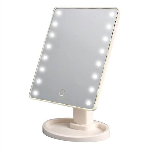 360 Degree Rotation Screen Make Up Mirror Cosmetic Folding Portable Compact Pocket With 16 LED Lights Makeup Tool