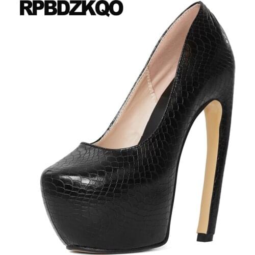 Plus size women stripper 12 44 18cm sexy high heels exotic dancer round toe 13 45 scarpin platform shoes black fetish pumps