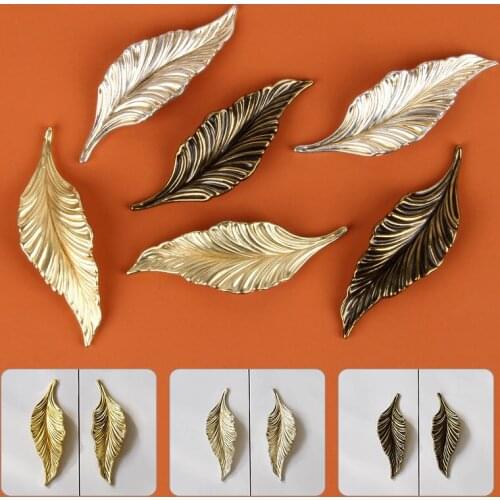 Creative Leaf Shape Handle Ancient Silver Small Leaf Handle Green Bronze Drawer Side Handle Furniture Fitting Door Accessories