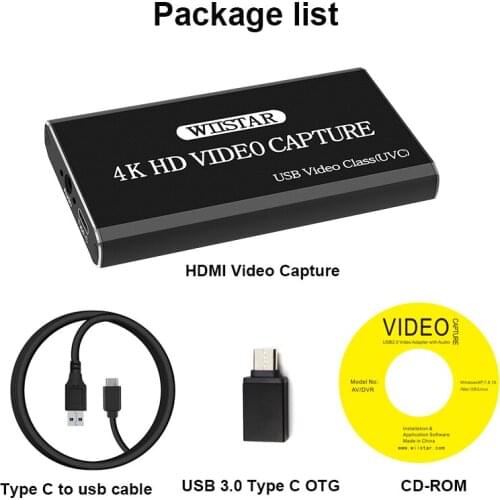 USB 2.0 HDMI Audio Video Capture Card Device HD 4K 30Hz Live Stream Game Capture for Win8 Windows 10 MAC Linux
