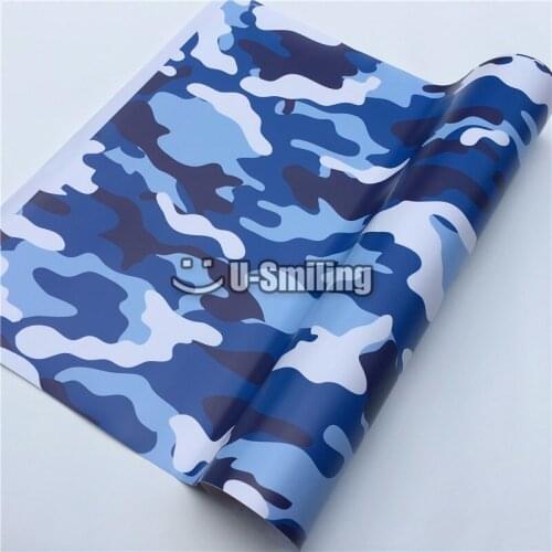 Best Tiger Blue Camo Vinyl Wrap Film Car Sticker Foil Decal Sheet Bubble Free Bike Console Computer Laptop Self Adhesive Vinyl