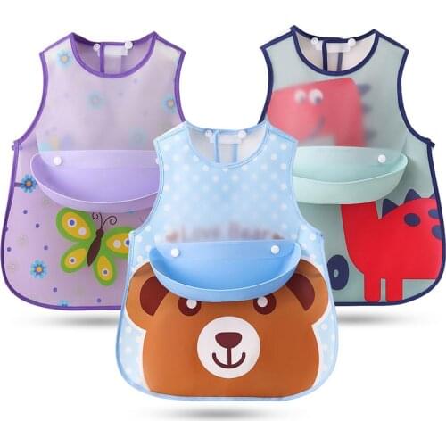 Waterproof Infant Eating Children Drawing Sleeveless Baby Bandana Bibs Cute Baby Bibs Soft Silicone Baby Bib Meal Burp Eva Cloth
