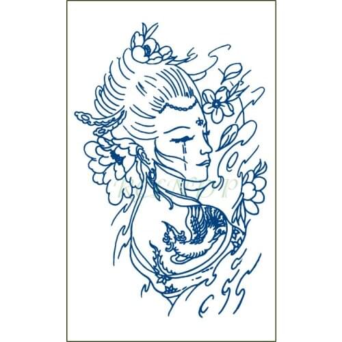 Waterproof Temporary Juice Tattoo Sticker Sad Sexy Girl Flower Lasting Tattoos Flash Tatoo Fake Tatto Art for Men Women