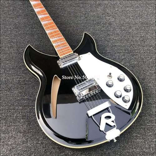 High-quality 6-string 381 electric guitar, black paint, double drum half-empty core electric guitar, Korean accessories, free sh