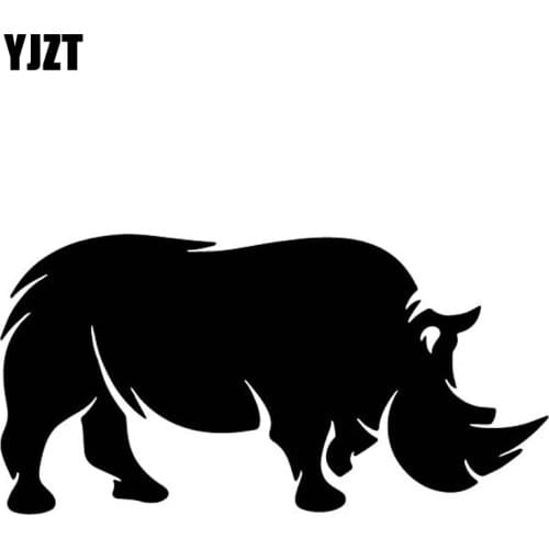 YJZT 16.6CM*8.4CM A Sturdy Rhinoceros Pattern Car Sticker Car Trunk Decor Vinyl Decal Black/Silver C4-2076