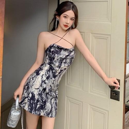 Women Backless Sleeveless High Waist Dresses Sexy Lady Slim Mini Dress Summer Off Shoulder Harajuku Korean Fashion Clothes