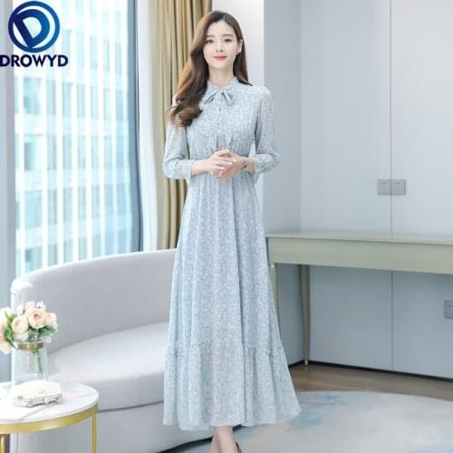 Spring Autumn Elegant Floral Chiffon Beach Dresses 2021 Vintage Print Boho Pink Long Dresses Women Bodycon Party Maxi Vestidos