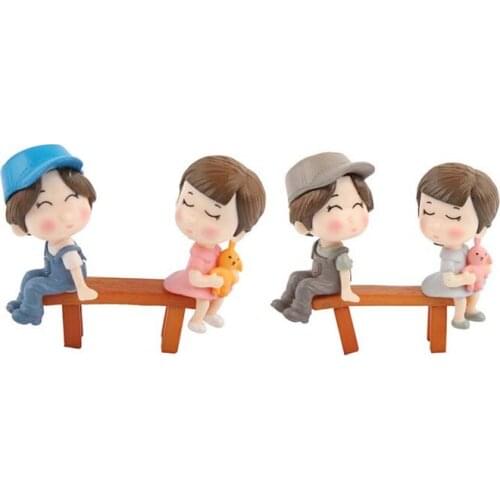 1set Sweety Lovers Couple Chair Figurines Miniatures Fairy Garden Gnome Moss Terrariums Resin Crafts Home Decoration статуэтки