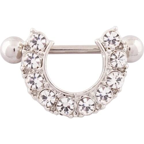 1PCS Fashion Sexy Stainless Steel Rhinestone U-shaped Nipple Rings for Women Nightclub Body Piercing Jewelry