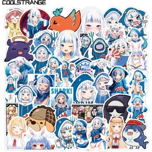 10/30/50Pcs Kawaii Anime Girl Gawr Gura Stickers For Luggage Scooter Notebook Scrapbook Motorcycle PVC Toy Car Graffiti Stickers