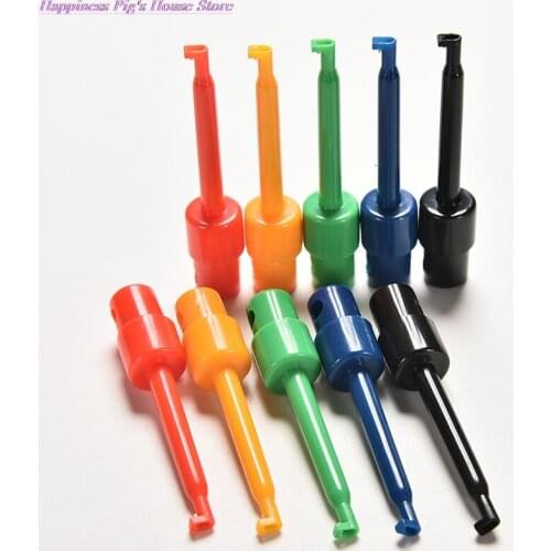 10pcs Electronic Mini Test Probe Set Multimeter Lead Wire Kit Test Hook Clip Red White Blue Black Purple