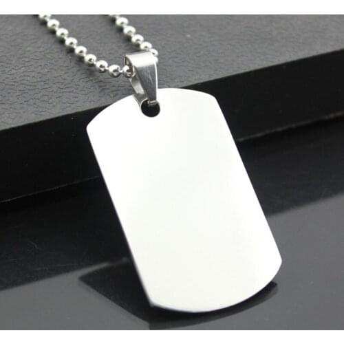 100 Stks/partij 50*28*1.6mm Zilveren Spiegel Effect Rvs Blank Platte Metalen Huisdier ID Dog Tag hanger Gratis Verzending