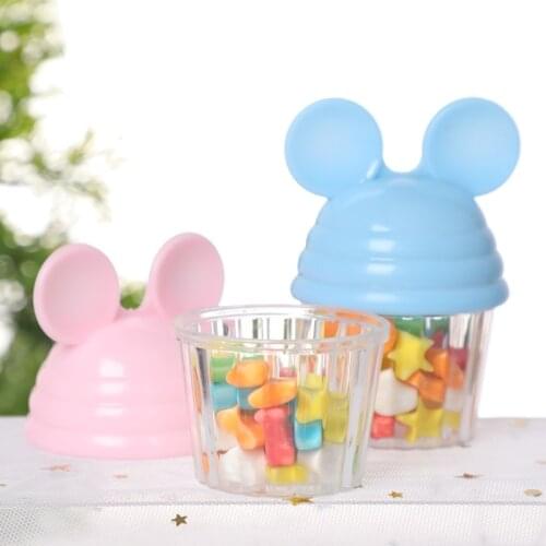 12Pcs Cartoon Plastic Candy Box Cute Round Storage Packaging Case for Wedding Baby Shower Birthday