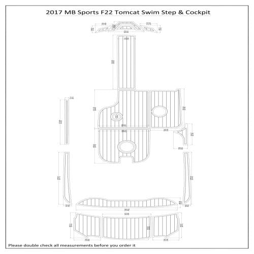 2017 MB Sports F22 Tomcat Swim Step & Cockpit Pad Boat EVA Teak Decking 1/4" 6mm
