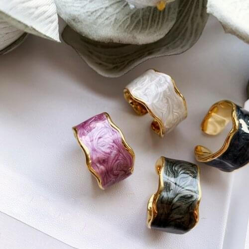 2021 color open ring female handmade enamel glazed index finger ring cold wind dripping oil tail ring irregular ring gift