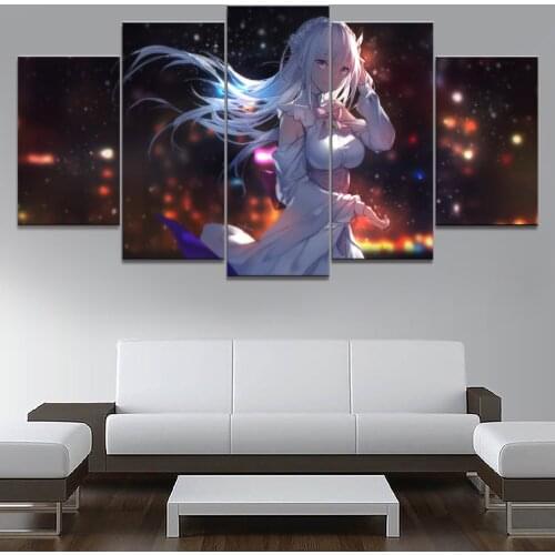 5 Piece Canvas Wall Art Paintings Pure And Lovely Girl Modular Pictures Posters Home Anime Modern Decor Bedroom Decoration Print