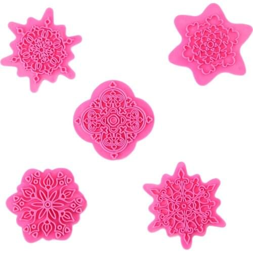 5pcs/set Mandala Lace Pattern Embossing Die Plastic Stamp Polymer Clay Sculpture Texture Stamp Clay Tool Mandala Dotting Tools