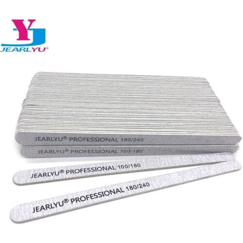 50 Pcs/Lot Brand Wood Nail Files Grey Sanding 100/180 180/240 Professional Buffing File Care Manicure Tool For Natural Fake Tips