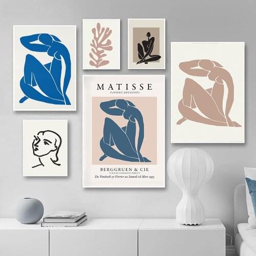 Abstract Matisse Art Minimalism Poster Modern Feature and Leaves Style Canvas Wall Art Painting Home Decoration for Bedroom