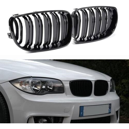 Car Dual Slats Front Kidney Grill Racing Grills For BMW E81 E87 E82 E88 120i 125i 128i 130i 1 Series 2007-2011 Car Accessories