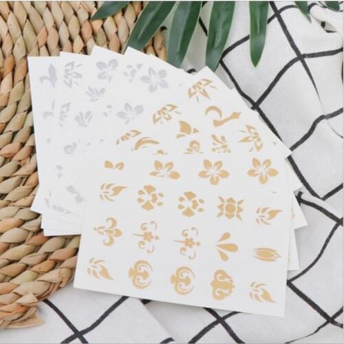 Flash Metallic Waterproof Tattoo Gold Silver Women Fashion Henna /Peacock Feather Design Temporary Tattoo Stick Paster T1895